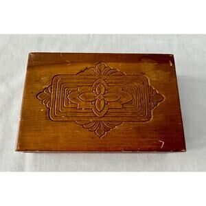 Art Nouveau Carved Tiger Maple Wood Trinket Box